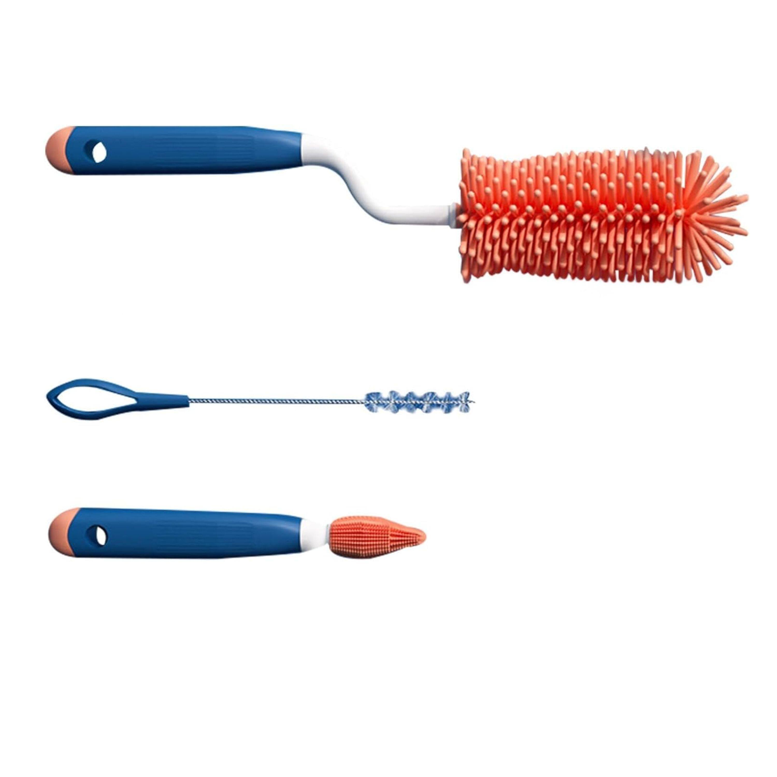 Back. Kitcheniva - Curved Silicone Bottle Brush 3 Pcs Set.