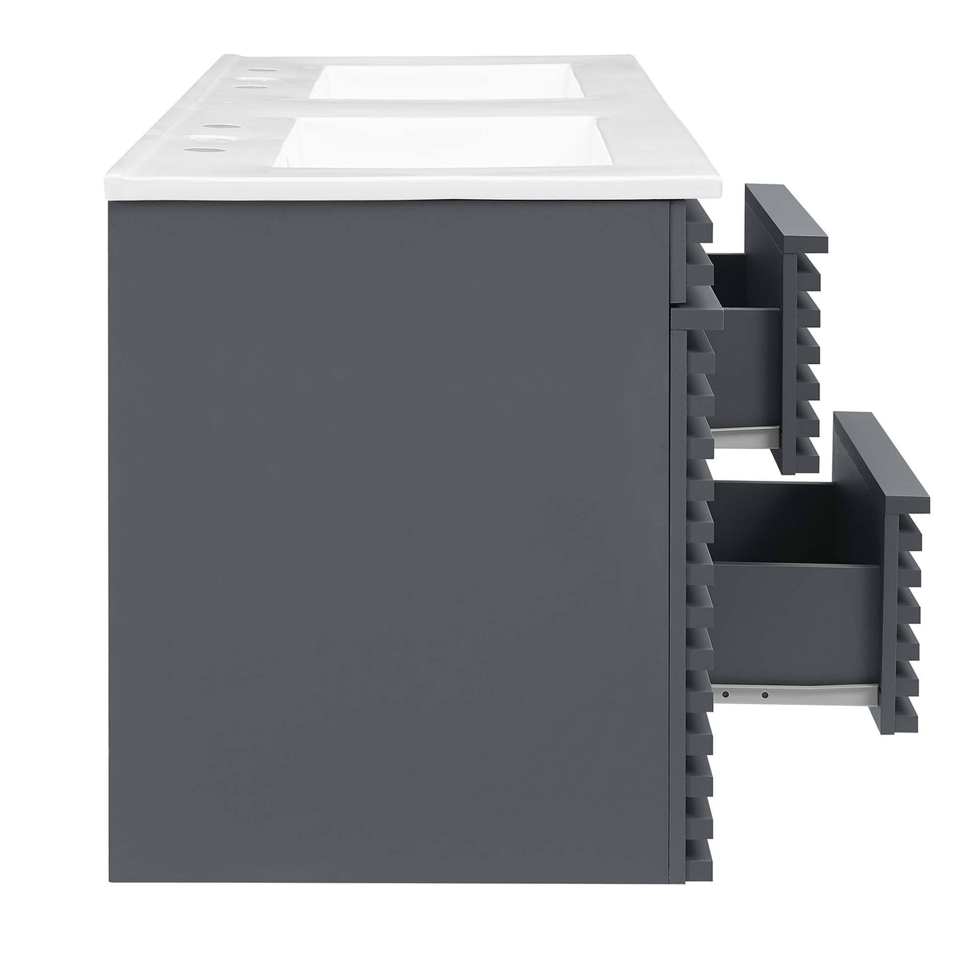 Alt View 4. Modway - Render 48" Wall-Mount Bathroom Vanity Basin Included by Modway - Gray White.