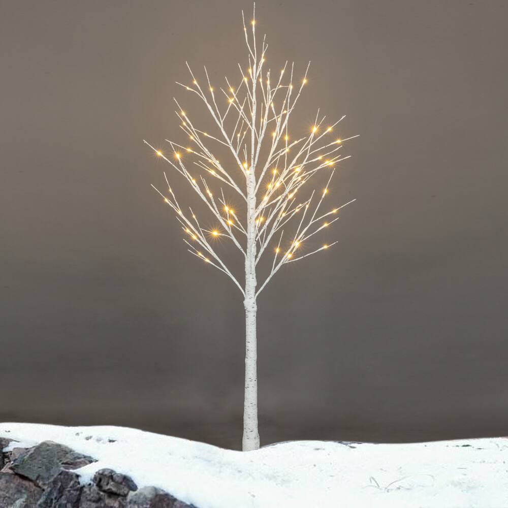 Alt View 2. Winado - 4FT Small Christmas PVC Birch Tree Artificial with Lights, Base for Xmas Indoor Outdoor Holiday Party Wedding Decoration - White.