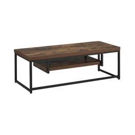 FurniFact - Weathered Oak & Black Metal TV Stand with Elegant Storage Design - Brown