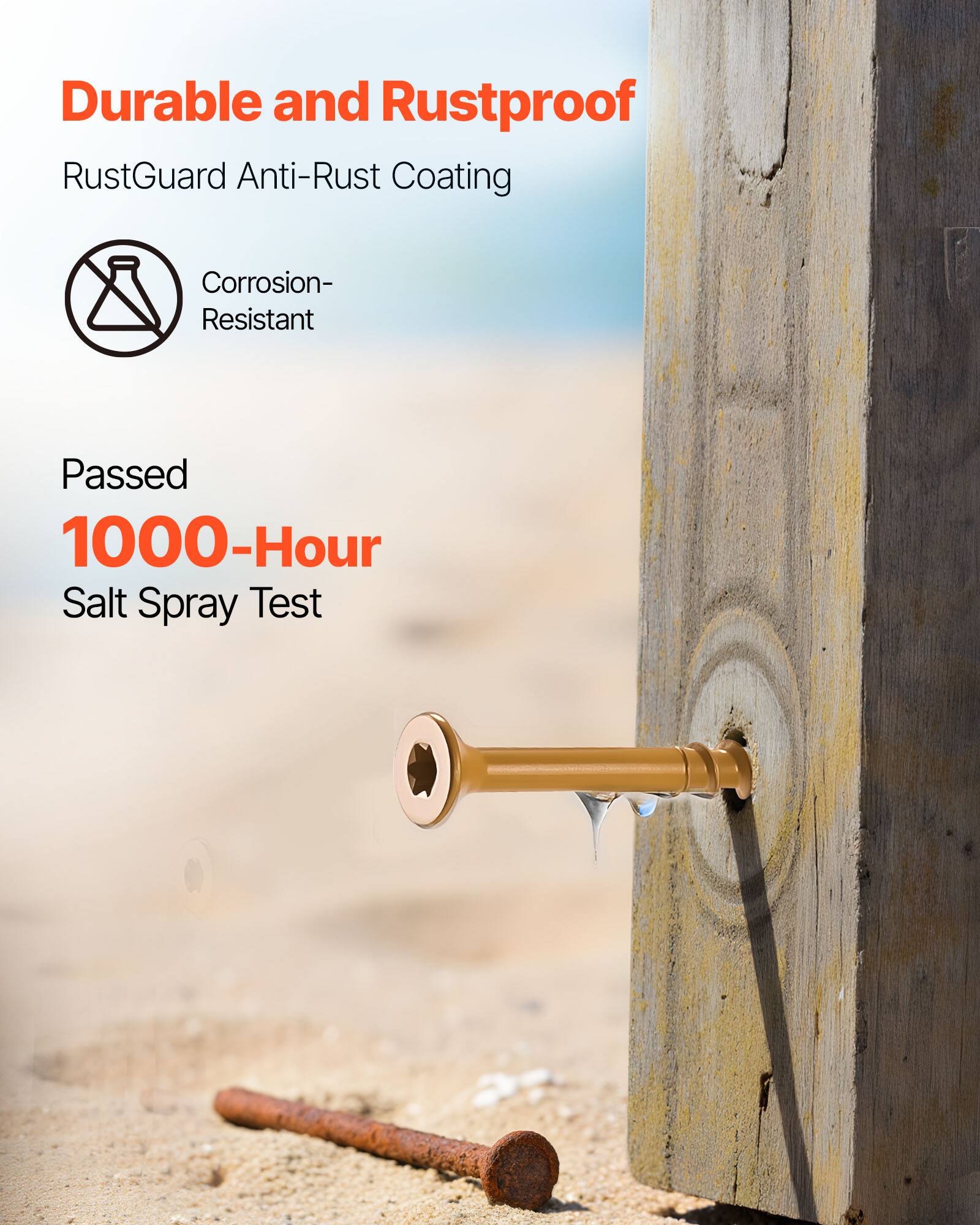 Durable and Rustproof  
RustGuard Anti-Rust Coating  
Corrosion-Resistant  
Passed 1000-Hour Salt Spray Test