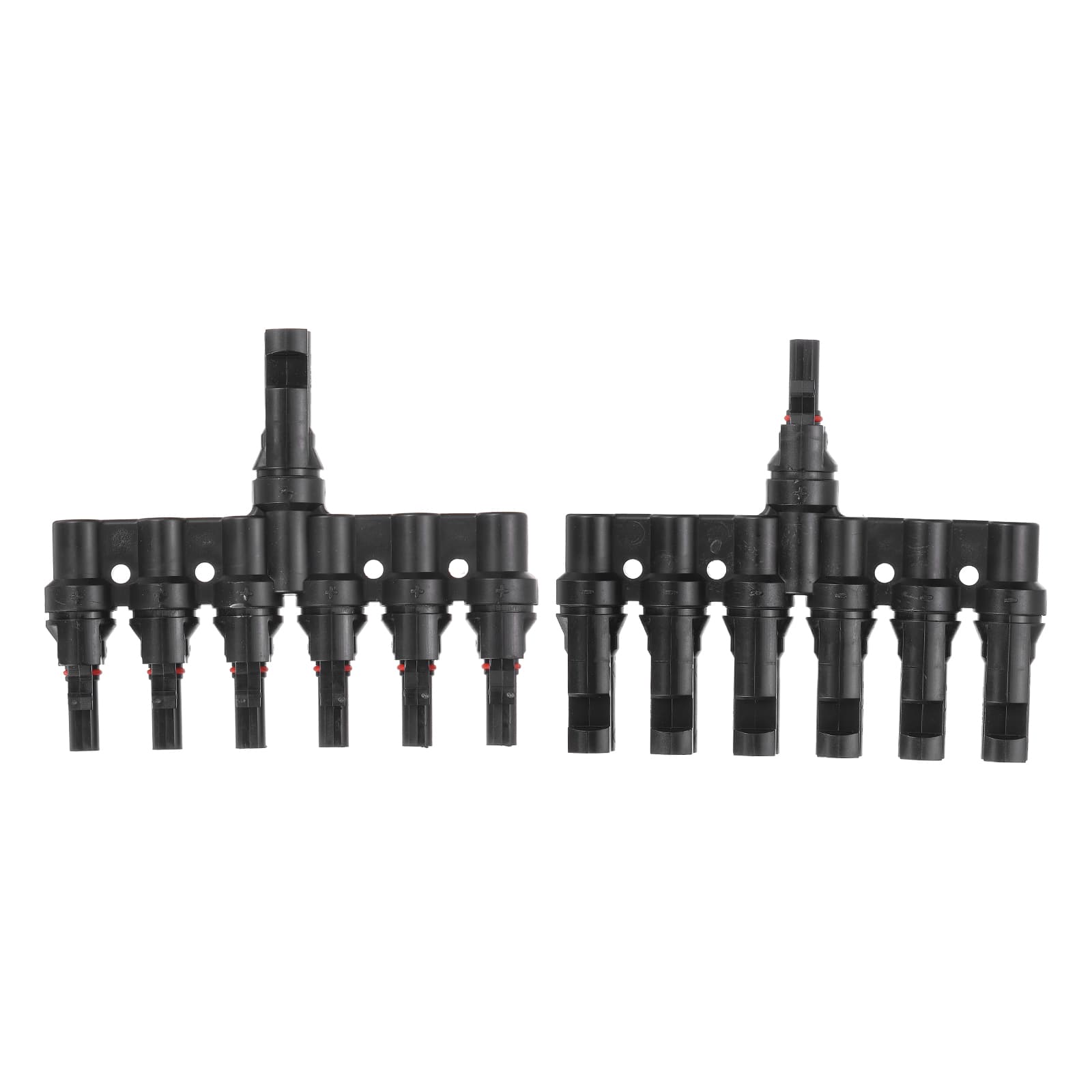 Unique Bargains - A Pair T-Shaped Branch Connector 1 to 6 Male/Female for Solar Panel Parallel Connection - Black
