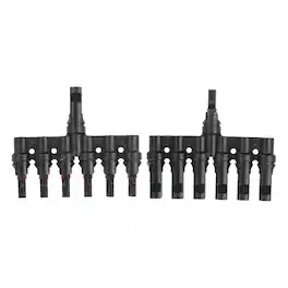 Unique Bargains - A Pair T-Shaped Branch Connector 1 to 6 Male/Female for Solar Panel Parallel Connection - Black