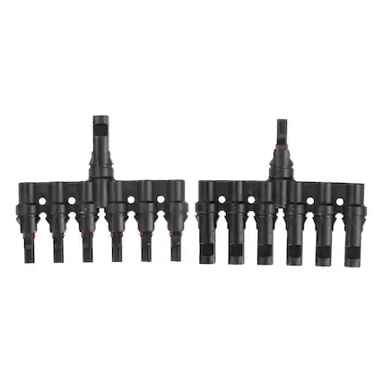 Front. Unique Bargains - A Pair T-Shaped Branch Connector 1 to 6 Male/Female for Solar Panel Parallel Connection - Black.