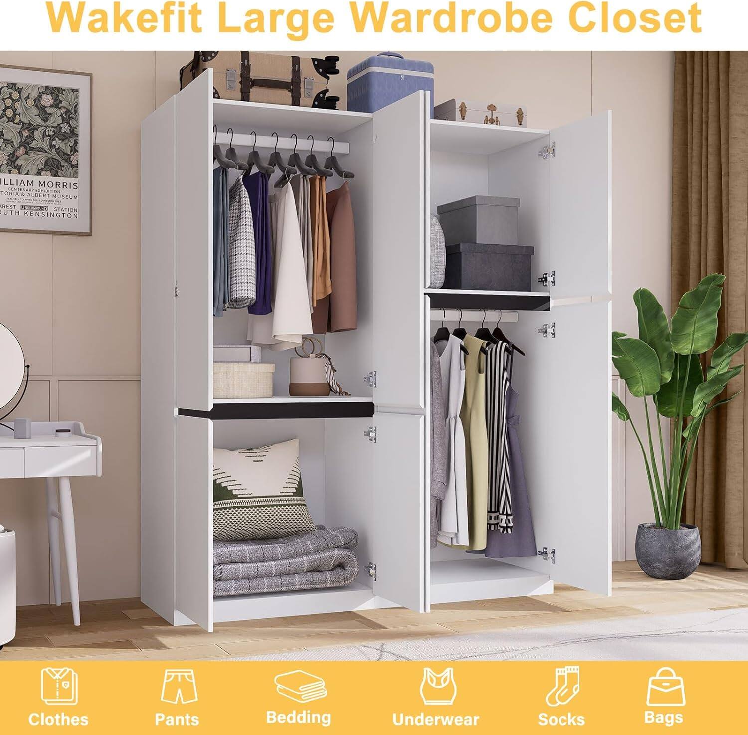 Wakefit Large Wardrobe Closet

Clothes
Pants
Bedding
Underwear
Socks
Bags