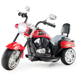 Gymax - 6V Electric Kids Motorcycle 3-Wheel Ride On Toy w/ Adjustable Headlight - Red