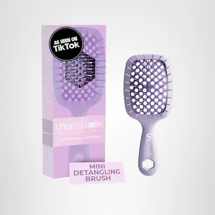 SEEN ON AS TikTok Unbrush mini UNTANGLE-UNKNOT-UNDO UNKNOT UNDO Near UNTANGLE ALL HAIR TYPES FOR USE ON MINI DETANGLING BRUSH