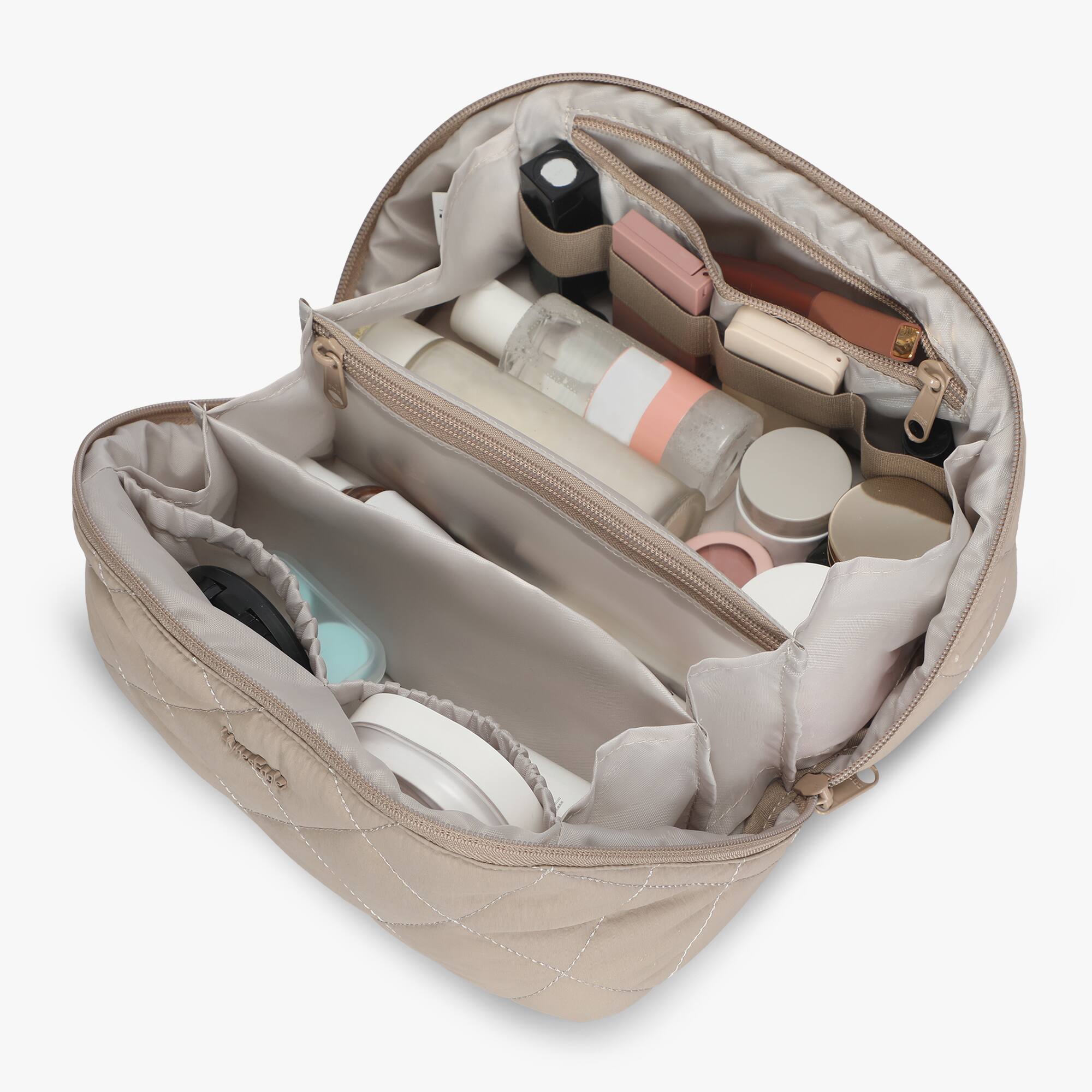 Alt View 2. Hynes Eagle - Quilted Makeup Bag Organizer - Taupe.