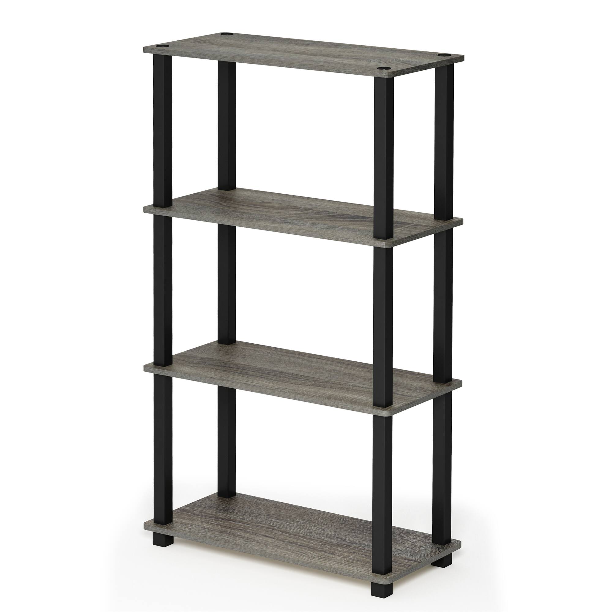 Alt View 4. HOMLUX - 4-Tier 43.3" Corner Shelf Open Shelves for Display for Living Room and Office Organization French Oak - Gray & Black.
