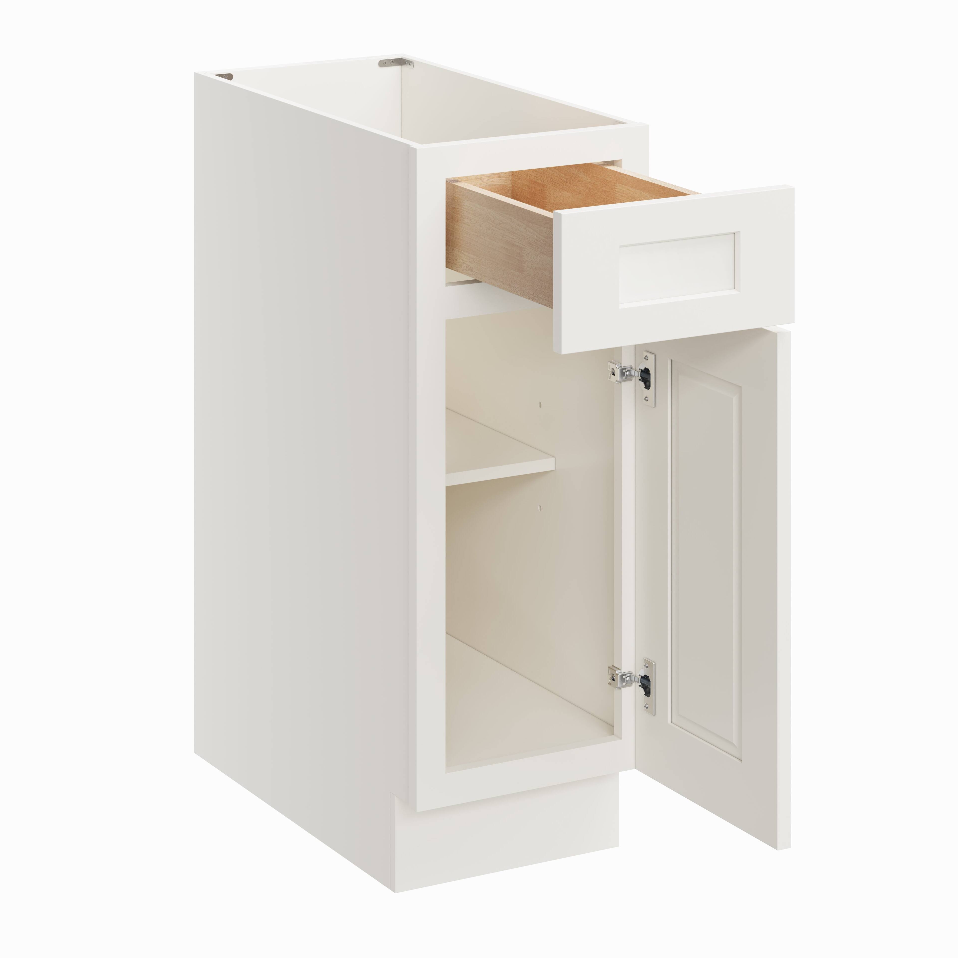 Alt View 1. Boyel Living - 12 Inch White Shaker Base Cabinet with Full Overlay Soft Close Doors - White Shaker.