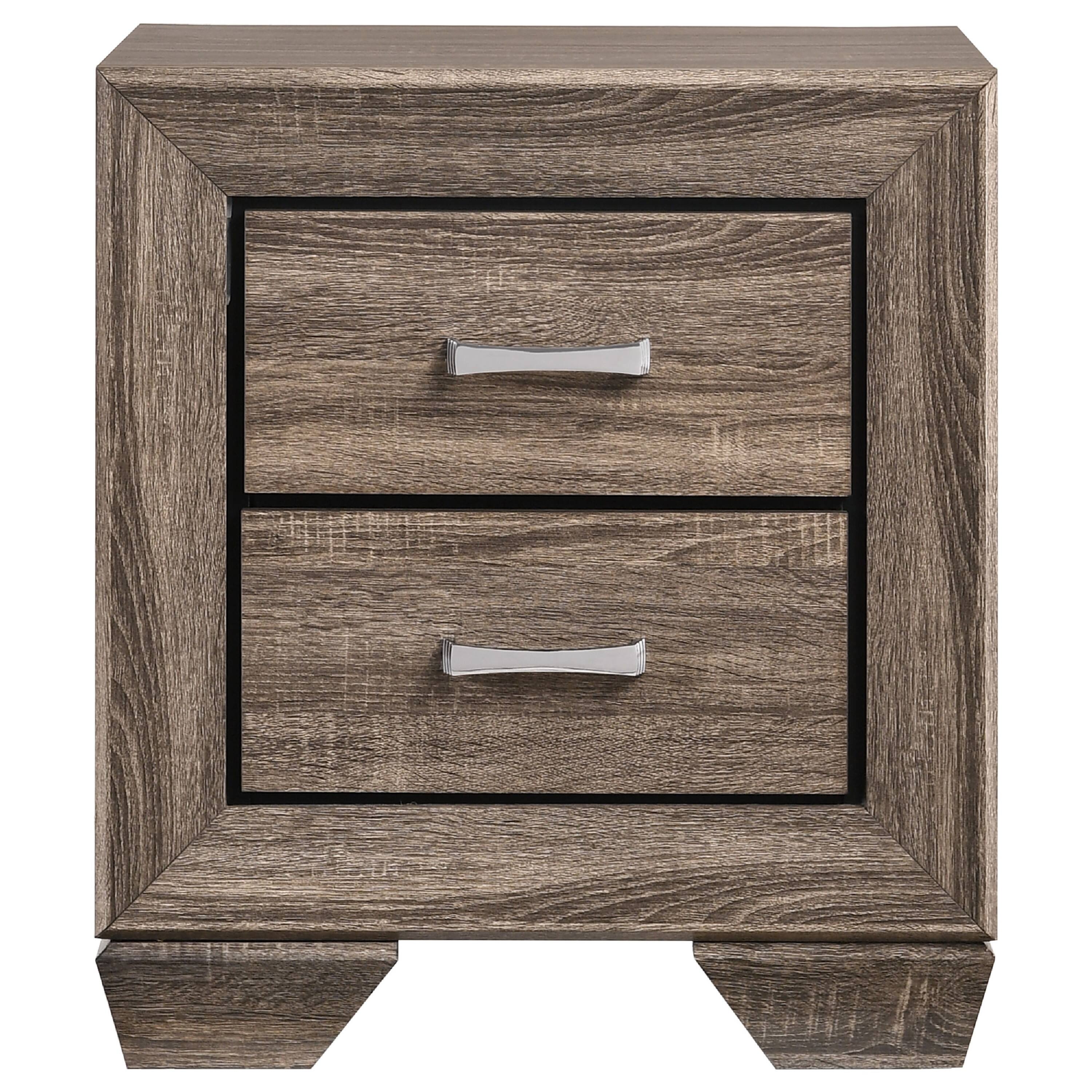 Left. Manhattan Lane - Transitional Style Wooden Nightstand with Two Drawers and Tapered Feet - Brown.