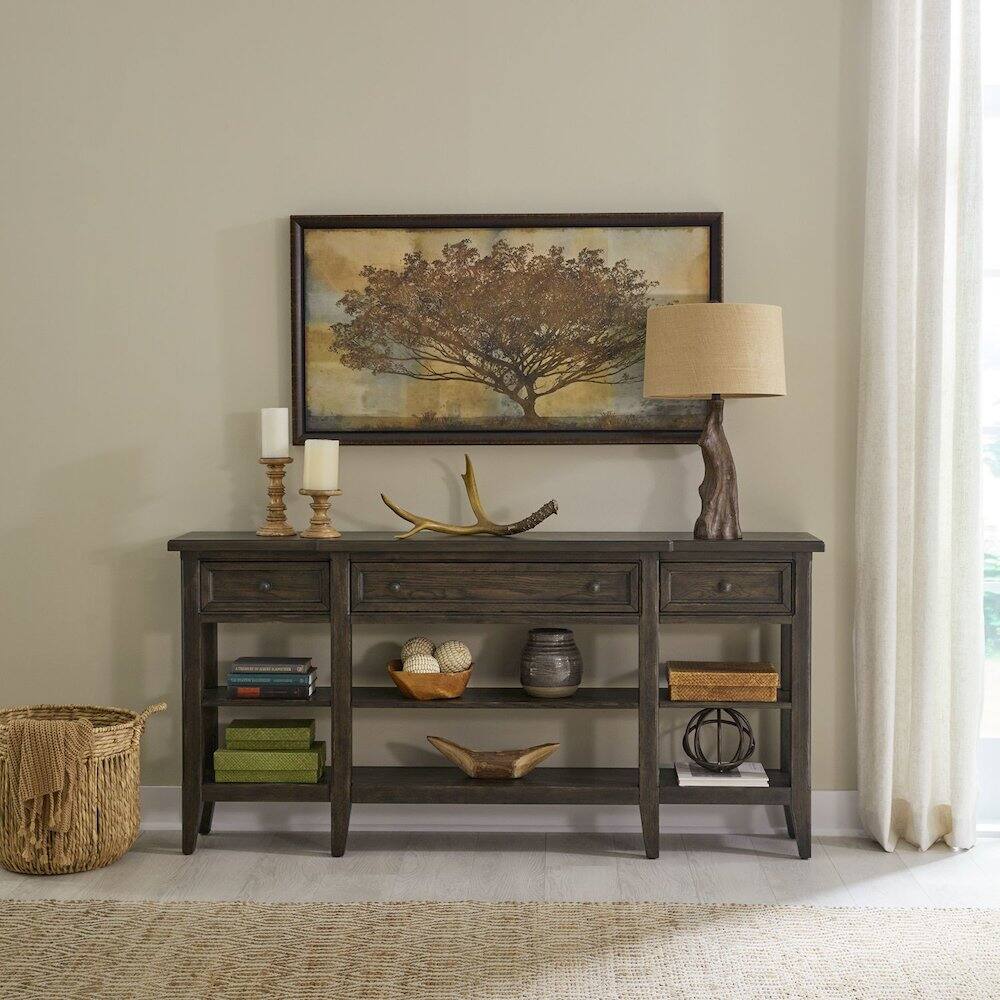 Alt View 5. Liberty Furniture Industries - Paradise Valley Hall Console Table Traditional - Saddle Brown Oak Wood - Saddle Brown.