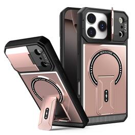 UUCOVER - For Apple iPhone 17 Pro Max Magnetic Case with Flip Camera Cover , Compatible with MagSafe, Hidden Kickstand Phone Cover - rosegold
