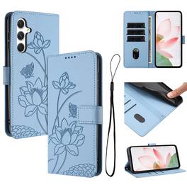 Dteck - Shockproof Wallet Case for Samsung Galaxy S25 FE with Detachable Wrist Strap, Protective PU Leather Folio Stand Cover - Blue