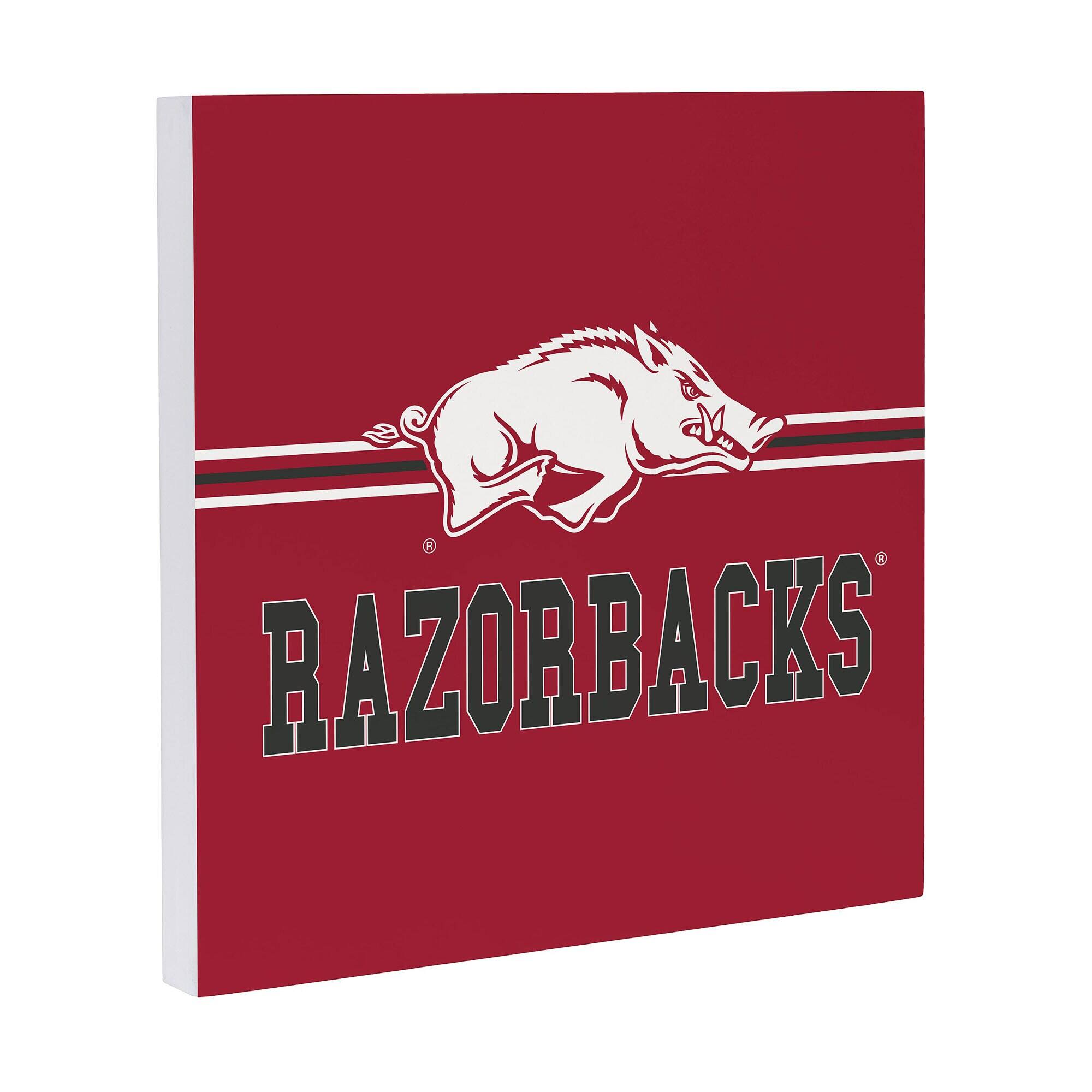 Alt View 1. Evergreen Enterprises - Arkansas Razorbacks 12" x 12" Wood Wall Sign - Multicolor.