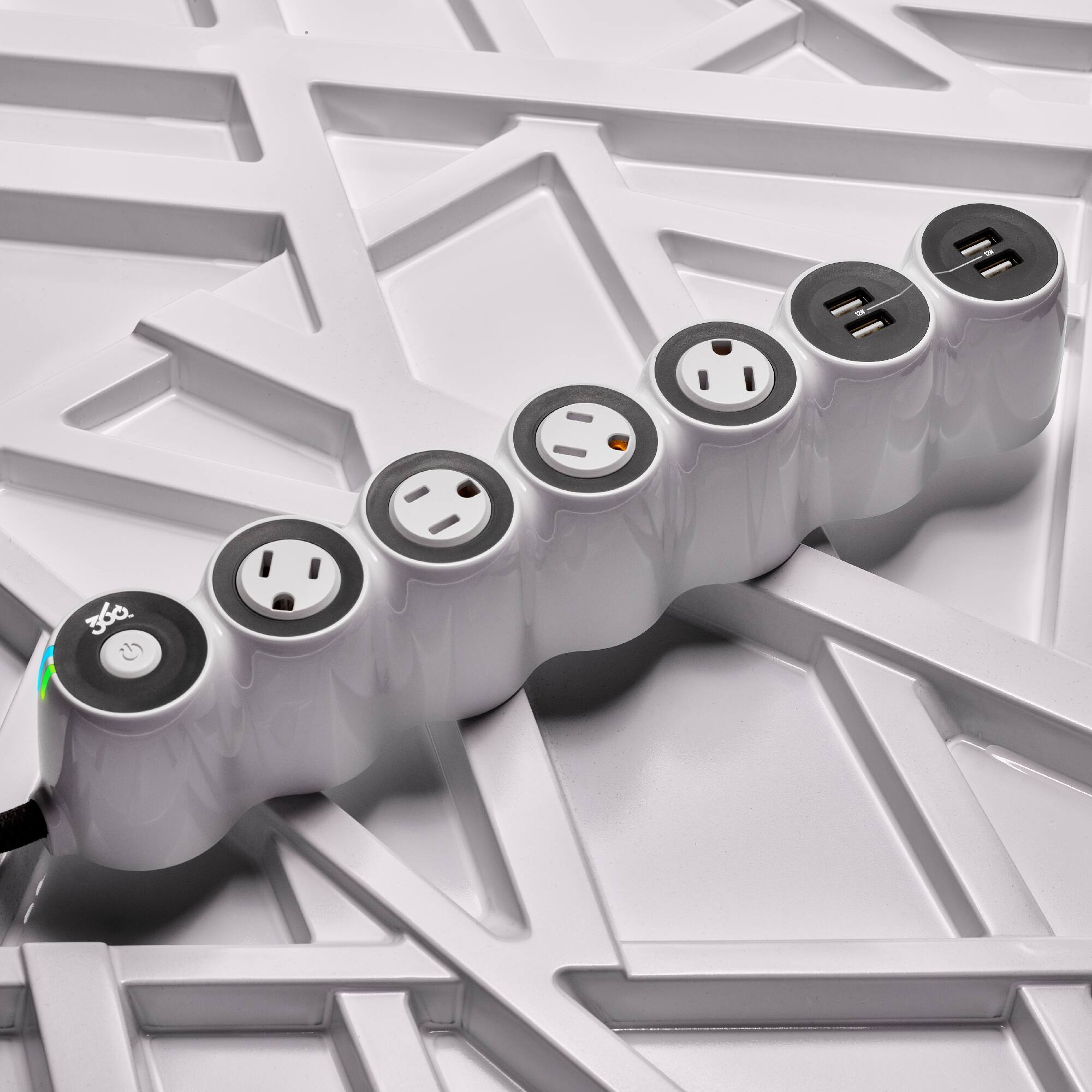 Alt View 16. 360 Electrical - PowerCurve24, 4 Rotating Outlets/4 USB-A 1080 Joules Surge Protector - White.