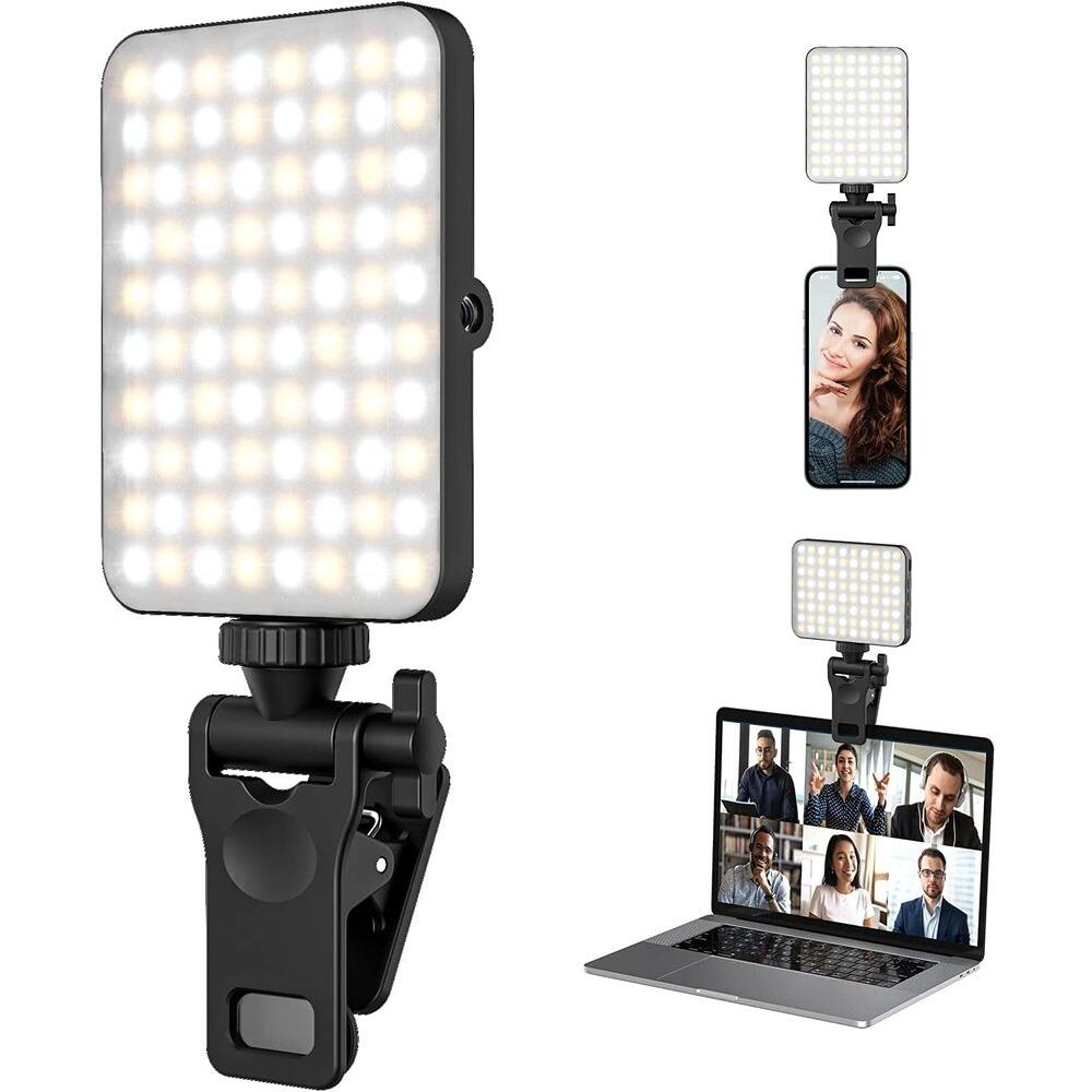 Front. Schertz - Rechargeable Clip-On LED Selfie Light for iPhone – Adjustable Brightness Phone Light for Makeup, Video Calls.