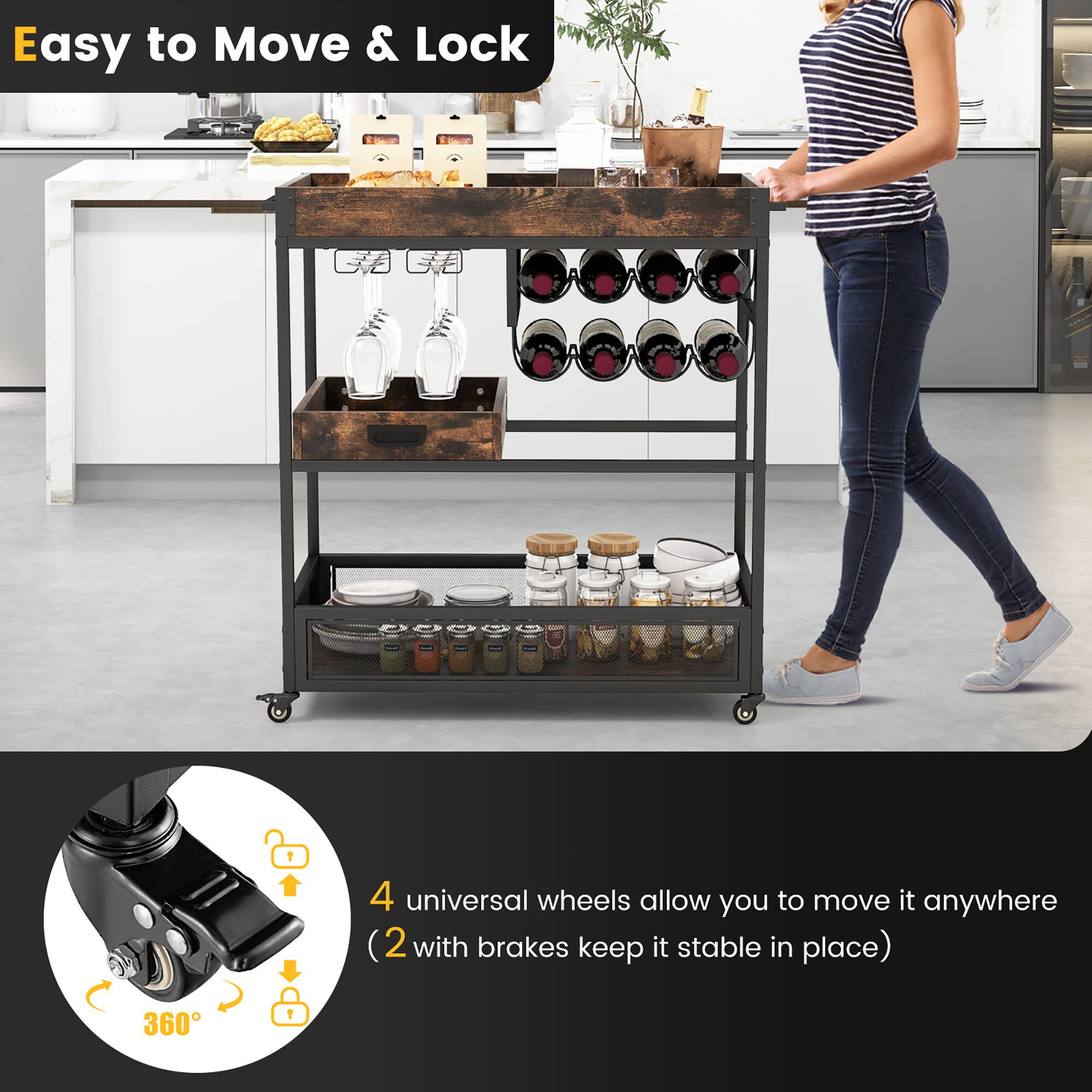 Easy to Move & Lock

4 universal wheels allow you to move it anywhere (2 with brakes keep it stable in place)

360°