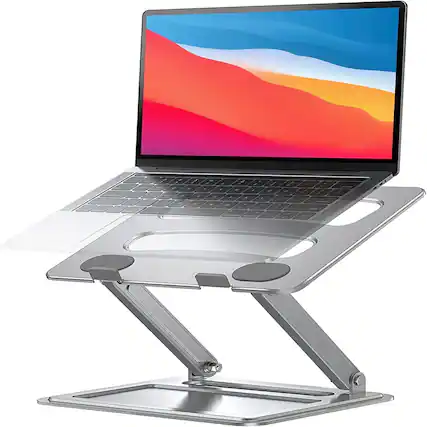 Front. ACJPR - Adjustable Laptop Stand, Portable Foldable Ergonomic Holder, Silver - silver.