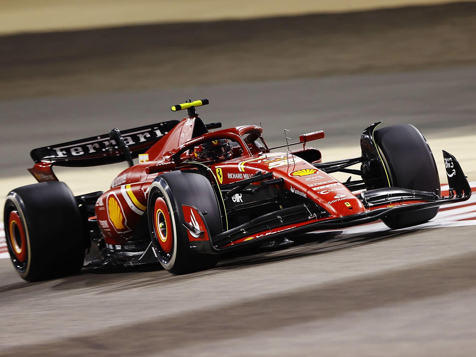 Ferrari SF-24 #55 Carlos Sainz 3rd Place Formula One F1 "Bahrain GP" (2024) w/Display Case 1/18 Model Car by LookSmart