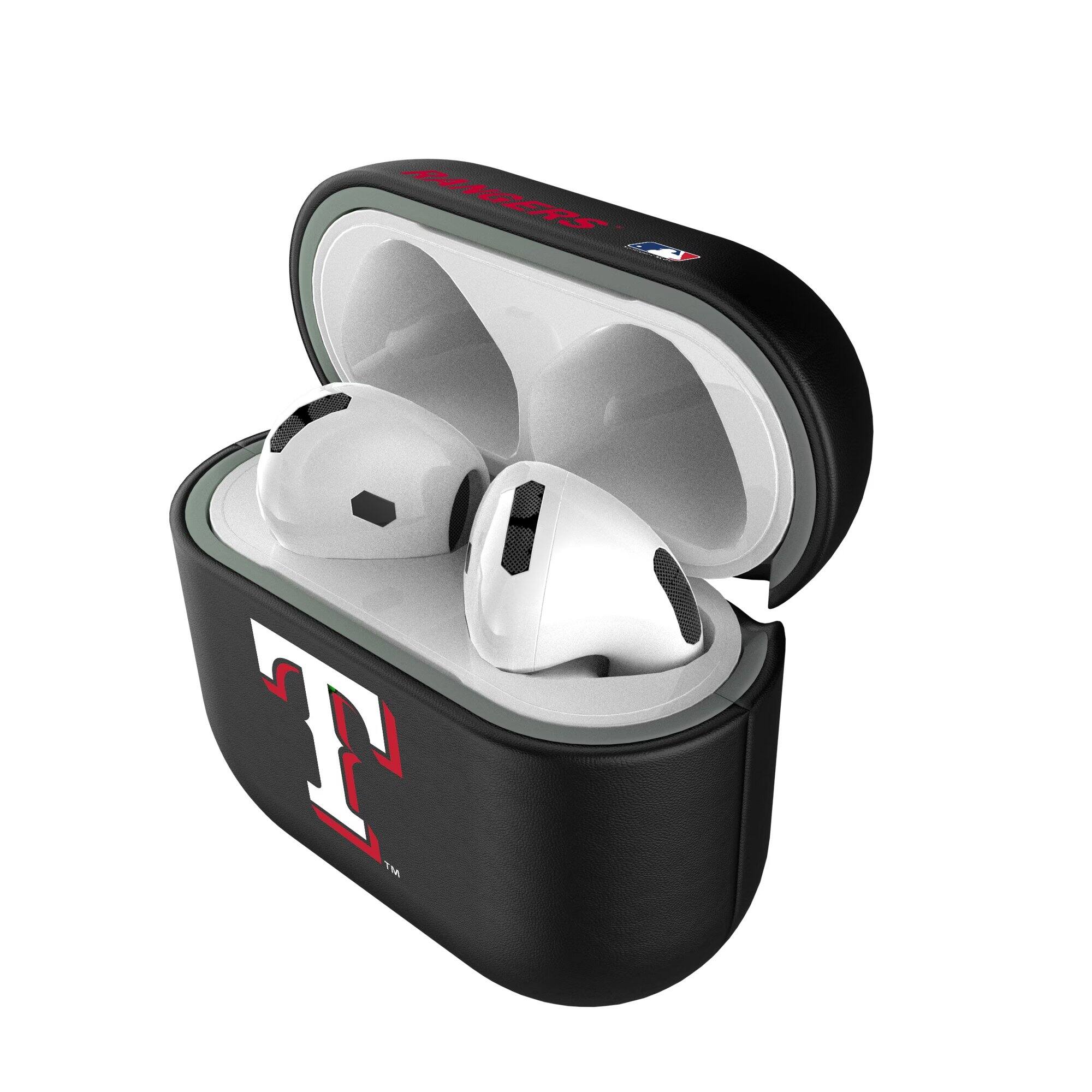 Alt View 3. Keyscaper - Texas Rangers Texas Rangers Insignia AirPods 4th Generation Case Cover - No Size - Black.