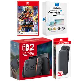 Switch 2 Video Game Console with Street Fighter 6, MightySkins Code and Protective Case Bundle - Nintendo Switch 2