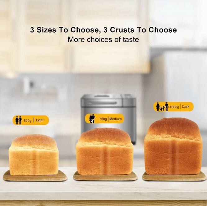 3 Sizes To Choose, 3 Crusts To Choose  
More choices of taste  

500g | Light  
750g | Medium  
1000g | Dark