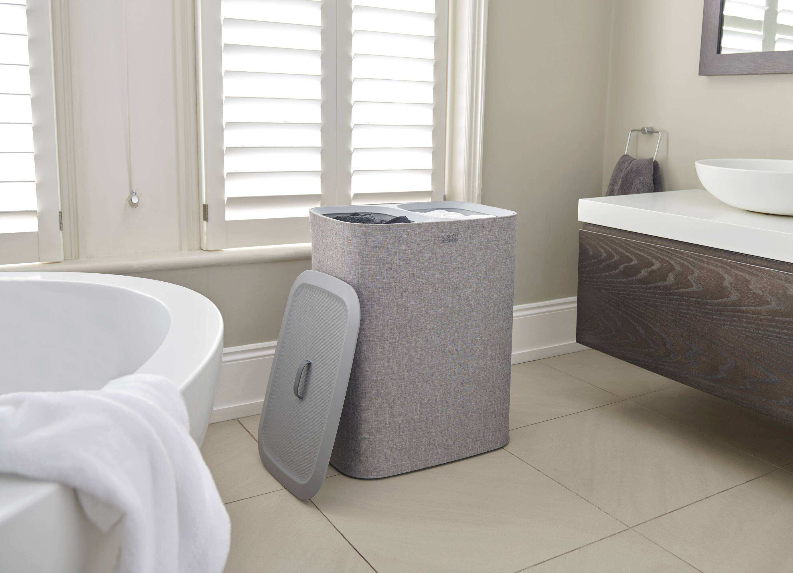 Alt View 2. Joseph Joseph - Tota 90-liter Laundry Separation Hamper - Grey.