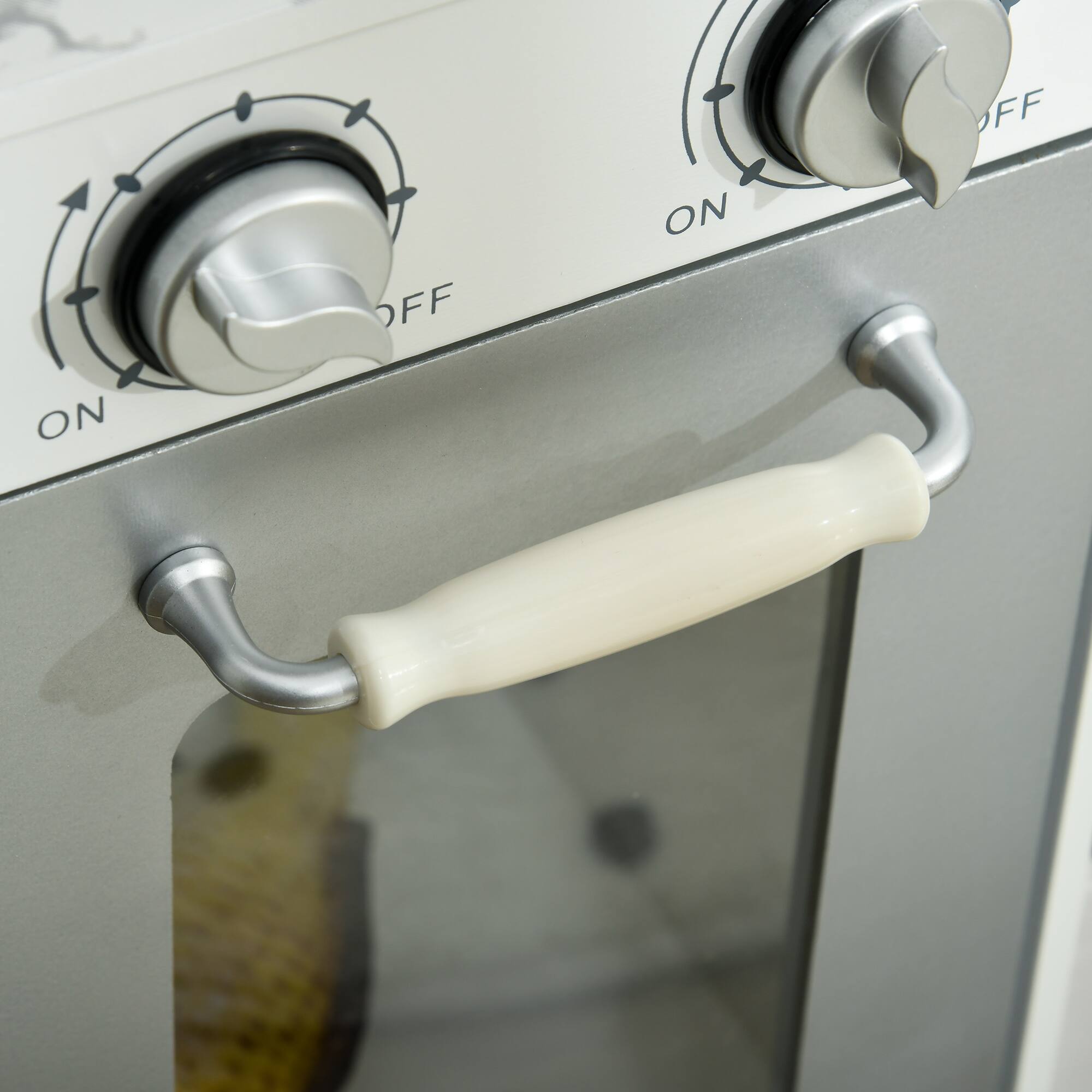 Angle. TinyHomie - Kids Kitchen Playset with Lights Sounds Apron and Chef Hat Ice Maker Microwave Towel Rack Utensils for Ages 3-6.