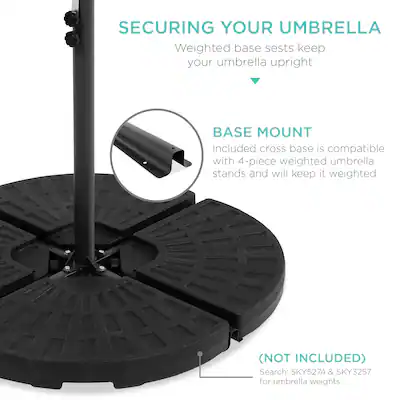 brown patio umbrella base stand included 10 ft 190lbs FRUITEAM 4-Pcs Cantilever Base, Brick Pattern Br Fruiteam tier Vented Design Best Choice Products 10ft Offset