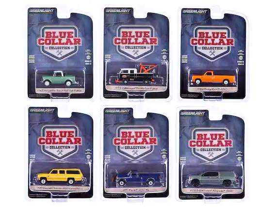 GREENLIGHT BLUE COLLAR COLLECTION
LIMITED EDITION
1965 Harvester Scout Half Cab Pickup
GREENLIGHT BLUE COLLAR COLLECTION
LIMITED EDITION
1973 Volkswagen Double Cab Pickup
GREENLIGHT BLUE COLLAR COLLECTION
LIMITED EDITION
1982 Dodge Ram D-250
GREENLIGHT BLUE COLLAR COLLECTION
LIMITED EDITION
1987 Chevrolet Suburban K20 Custom Deluxe
GREENLIGHT BLUE COLLAR COLLECTION
LIMITED EDITION
1991 Ford F-250XL
GREENLIGHT BLUE COLLAR COLLECTION
LIMITED EDITION
2023 Chevrolet Silverado 1500