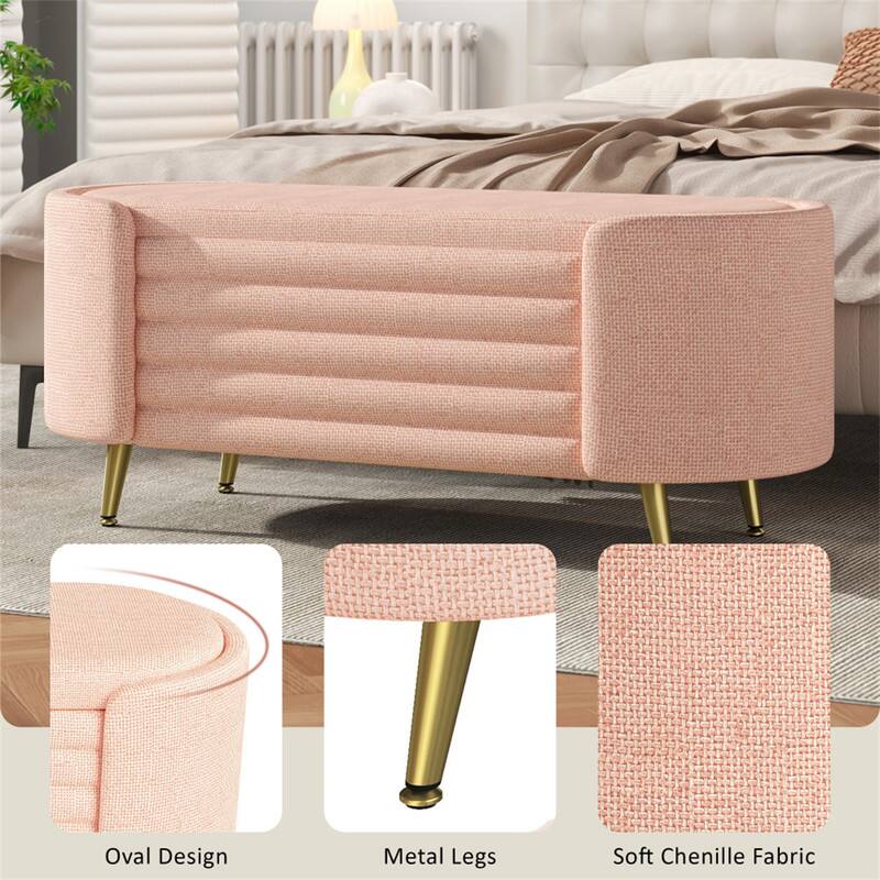 Oval Design Metal Legs Soft Chenille Fabric