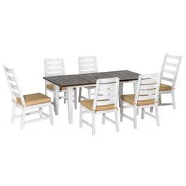 Resenkos - Patio Dining Set for 6, Extra-Long Table Space And Soft Padded Seats, Aluminum, Polyester, Foam - Brown