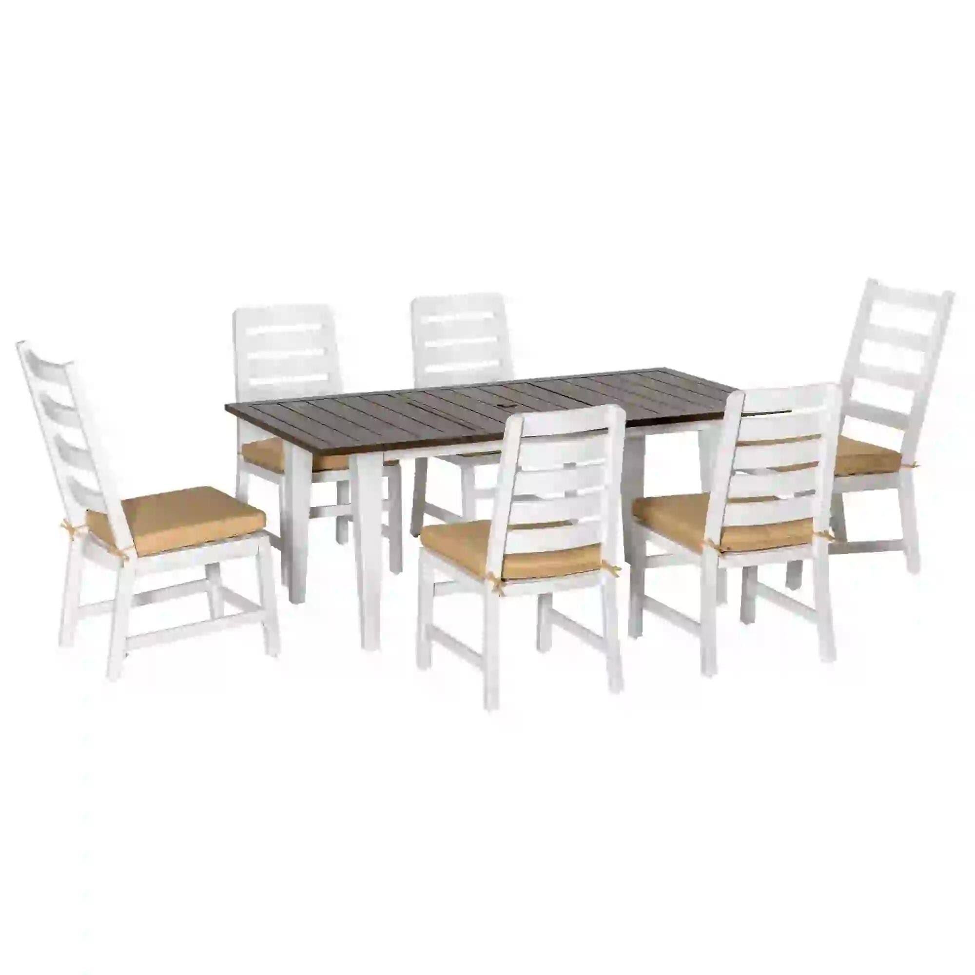 Front. Resenkos - Resenkos Patio Dining Set for 6, Extra-Long Table Space And Soft Padded Seats, Aluminum, Polyester, Foam, Brown - Brown.