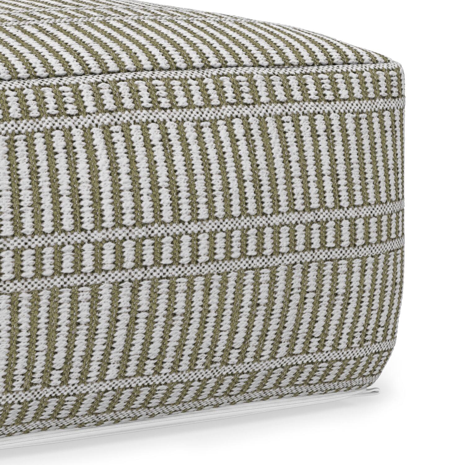 Alt View 5. Simpli Home - Safford 20 inch Wide Boho Outdoor/Indoor Square Pouf in Natural/Travertine/White Recycled Polyester, Assembled - Natural/Travertine/White.