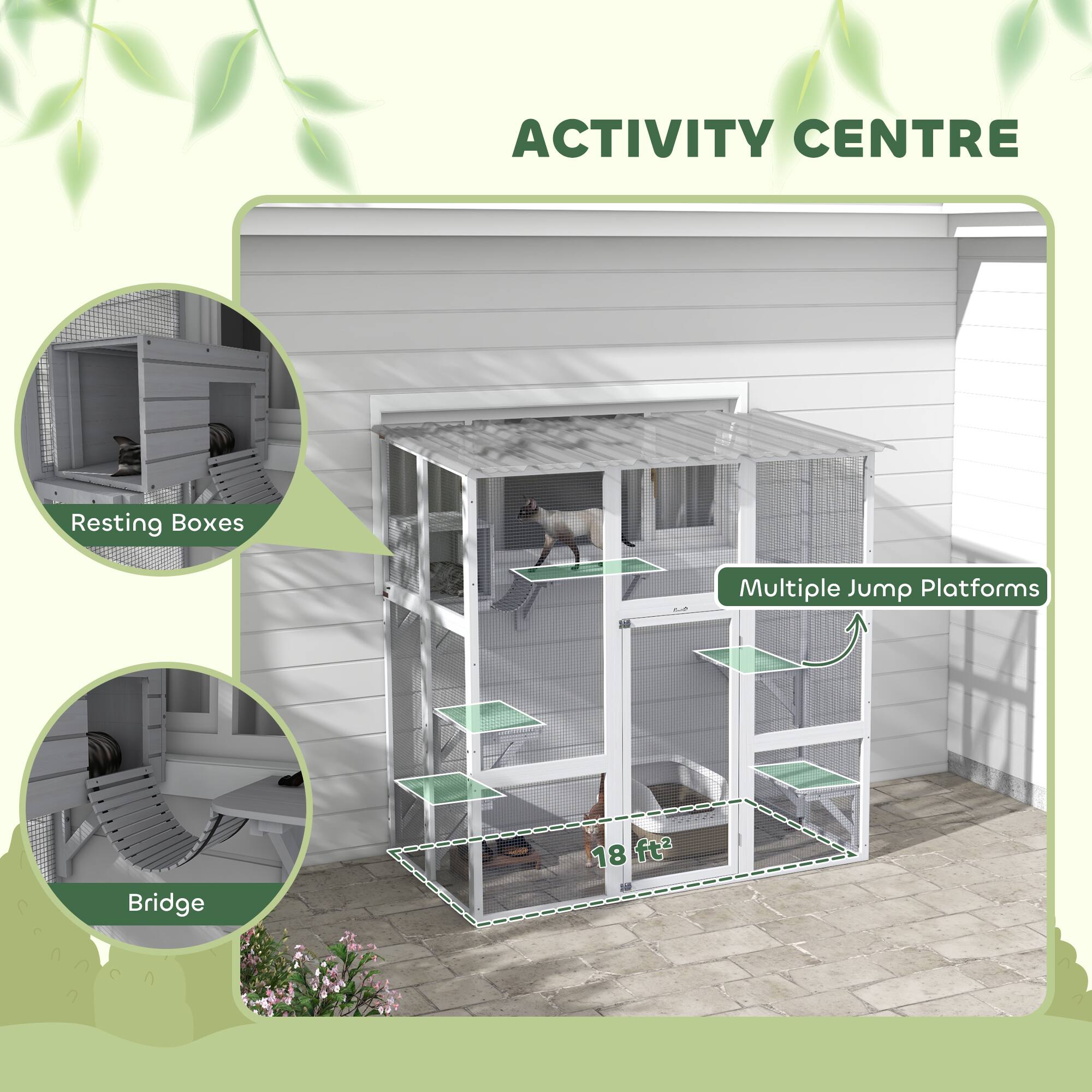 ACTIVITY CENTRE

- Resting Boxes
- Multiple Jump Platforms
- Bridge

18 ft²