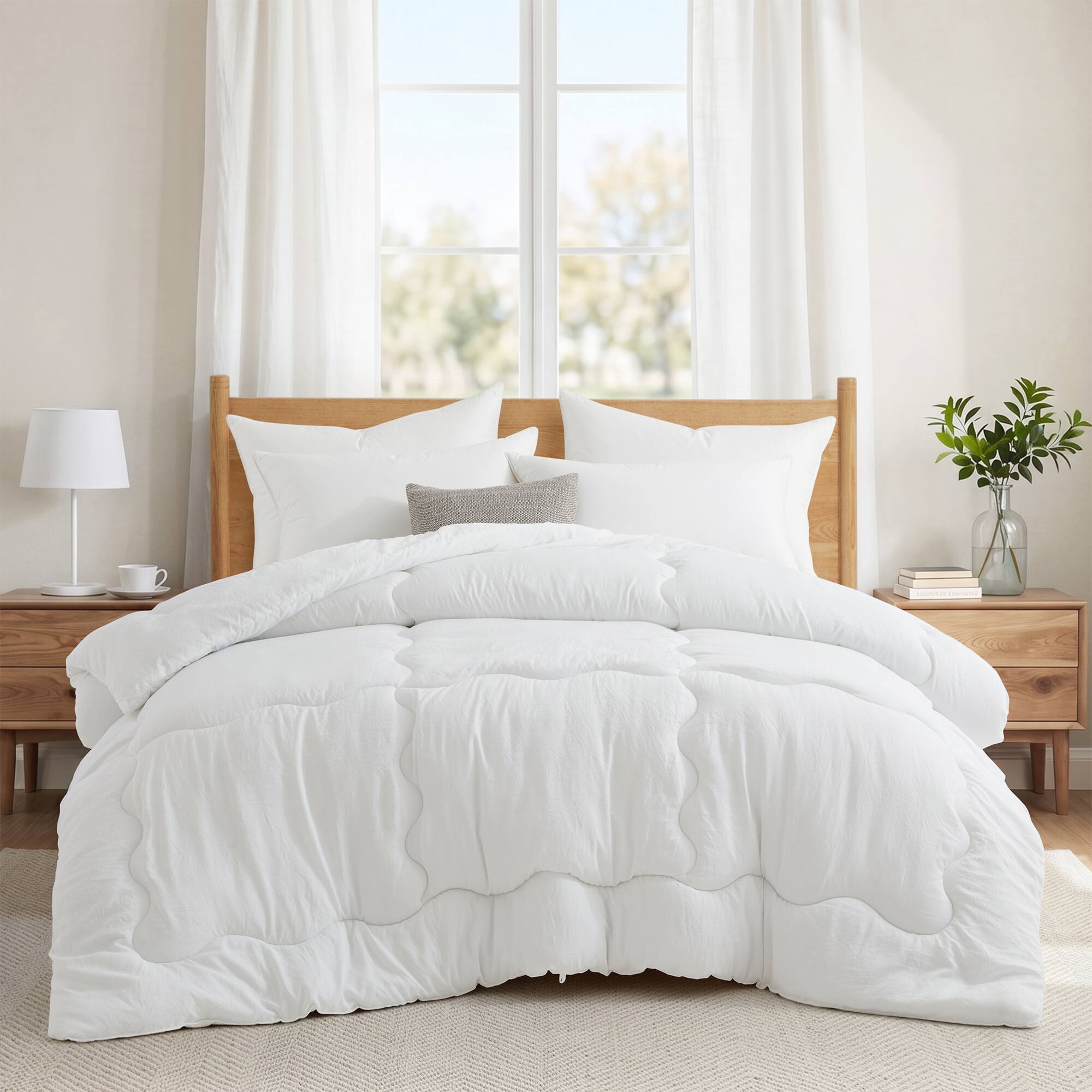 Front. Peace Nest - Peace Nest Antimicrobial Anti-Dust Mite Down Alternative Comforter, All Season Duvet Insert, Queen - White.