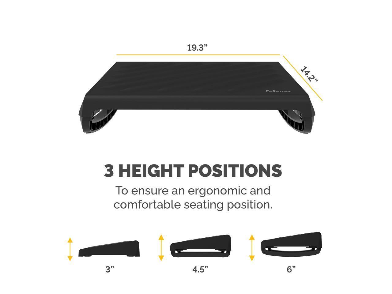 19.3" 14.2" 3 HEIGHT POSITIONS To ensure an ergonomic and comfortable seating position. 3" 4.5" 6"