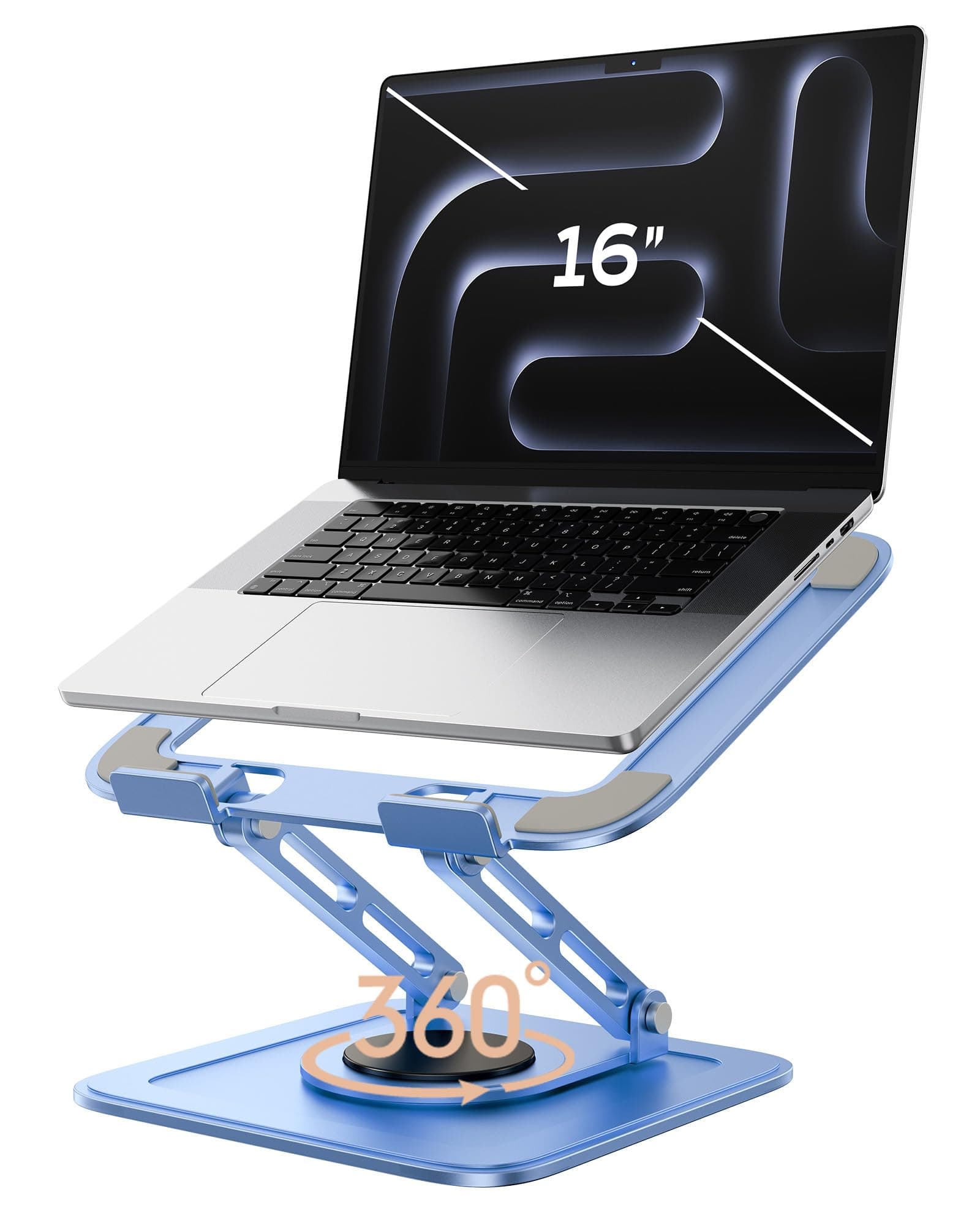 HongFei - Adjustable Laptop Stand, Computer Stand with 360 Rotating Base, Ergonomic Laptop Riser for Desk, Fits MacBook Pro Air - Blue