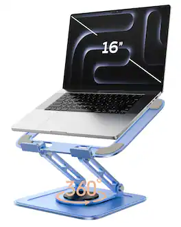 HongFei - Adjustable Laptop Stand, Computer Stand with 360 Rotating Base, Ergonomic Laptop Riser for Desk, Fits MacBook Pro Air - Blue