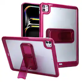 Dteck - Shockproof Matte Case for Apple iPad Pro 12.9", Rugged Slim Protective Cover with Folding Kickstand and Raised Edges - Red