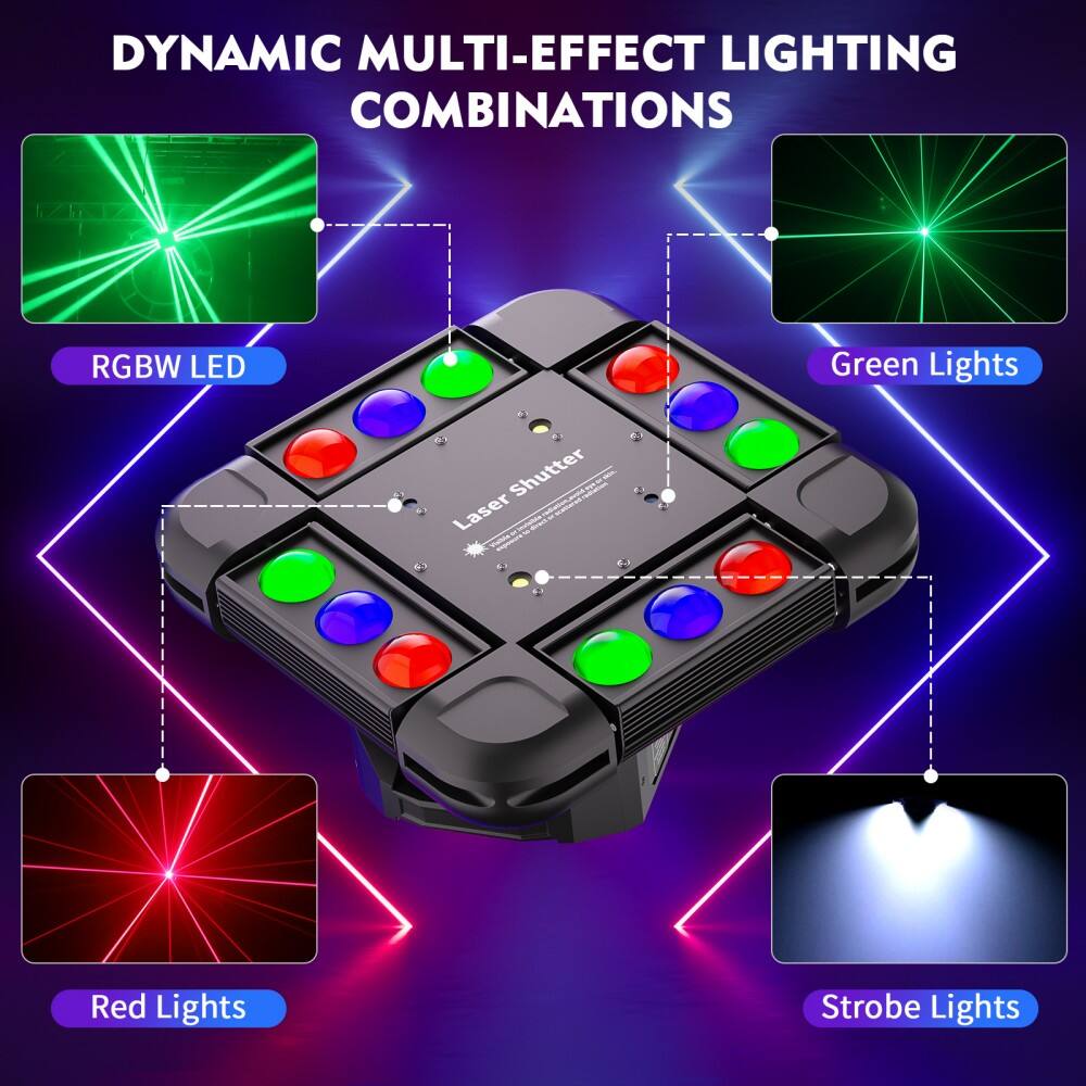 DYNAMIC MULTI-EFFECT LIGHTING COMBINATIONS

- RGBW LED
- Green Lights
- Red Lights
- Strobe Lights