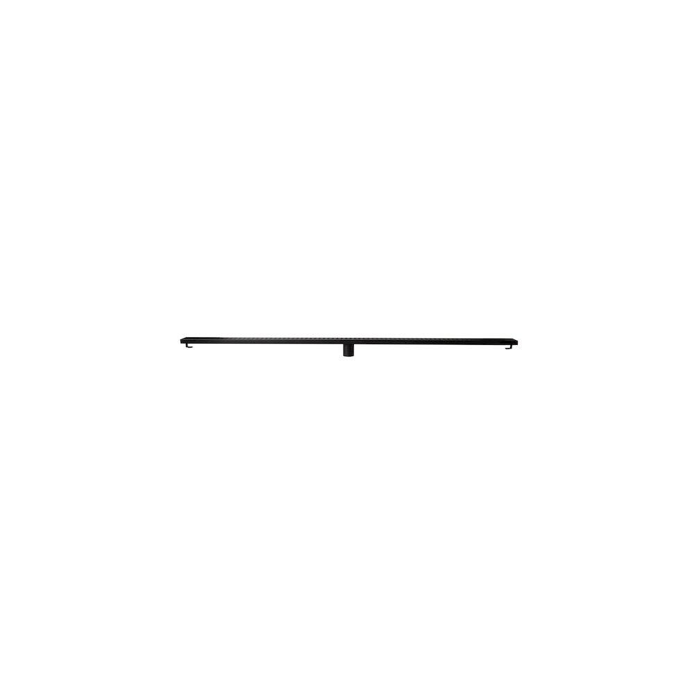 Left. Alfi - 59" Black Matte Stainless Steel Linear Shower Drain with Groove Holes - Black.