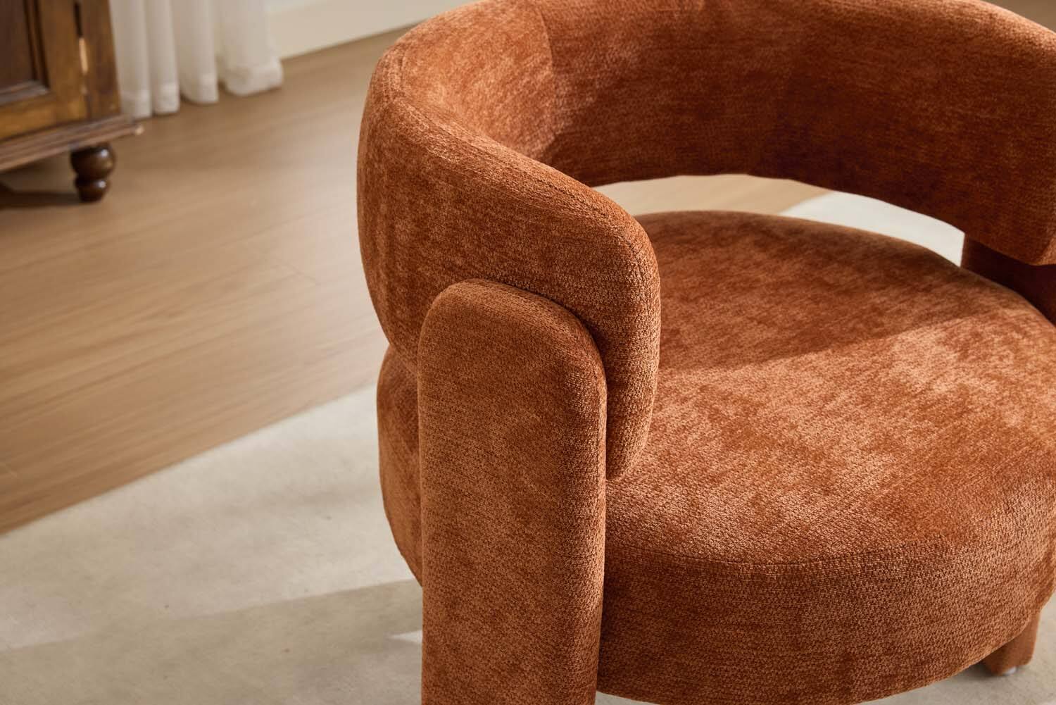 Alt View 2. Forest'nSky - Modern Office Chair in Green Boucle Fabric - Contemporary Upholstered Armchair for Desk & Lounge,Orange - Orange.