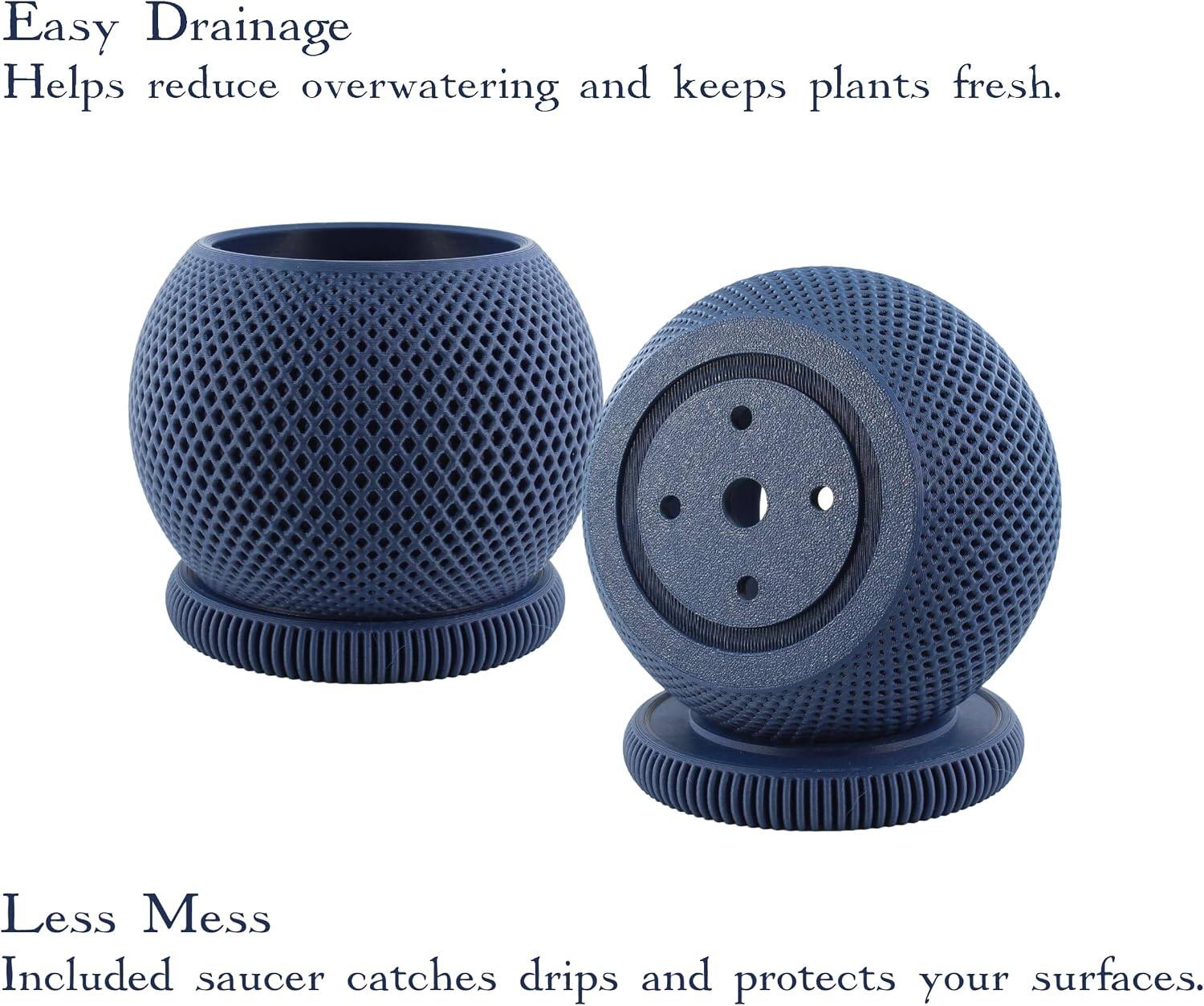 Easy Drainage  
Helps reduce overwatering and keeps plants fresh.

Less Mess  
Included saucer catches drips and protects your surfaces.