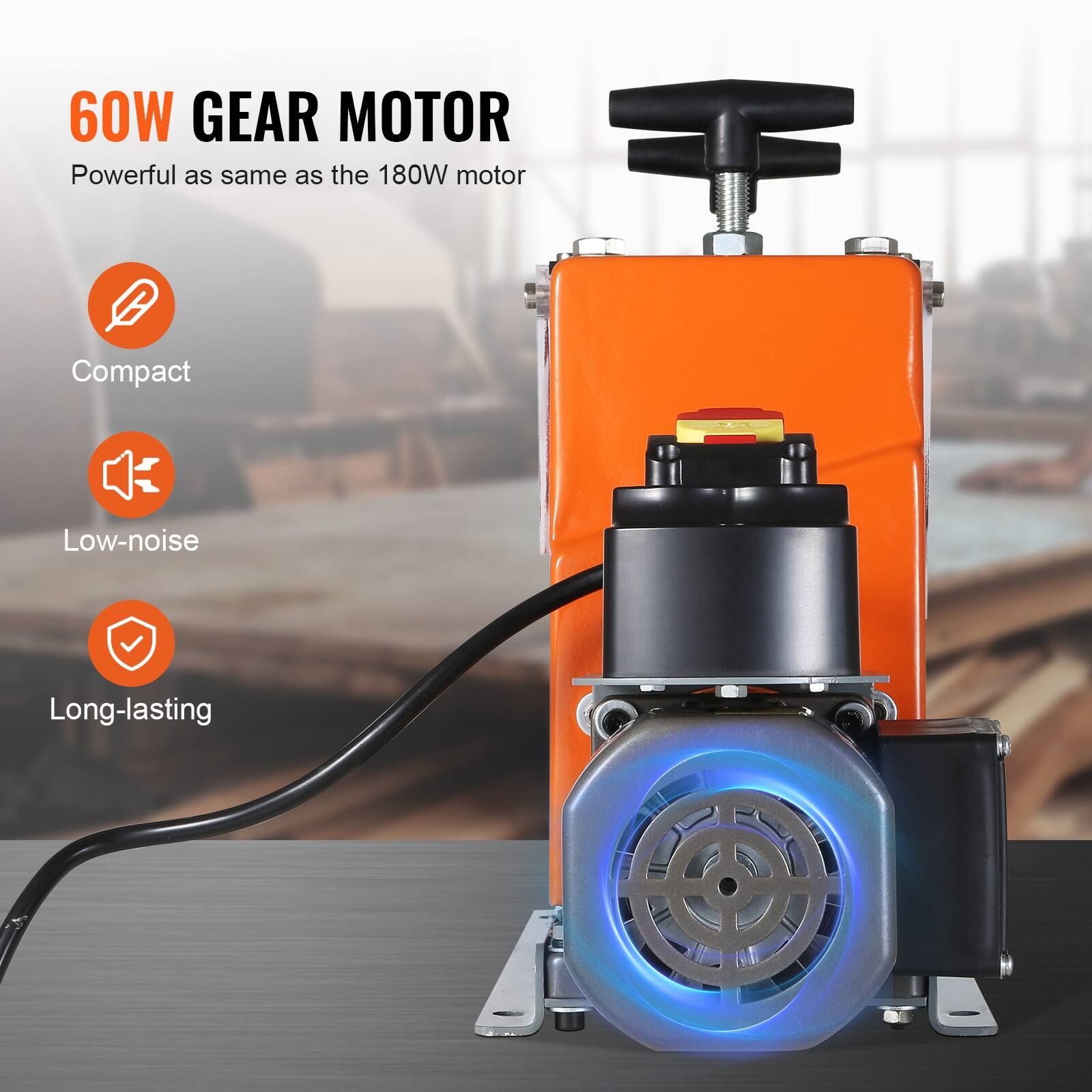 60W GEAR MOTOR  
Powerful as same as the 180W motor  
Compact  
Low-noise  
Long-lasting