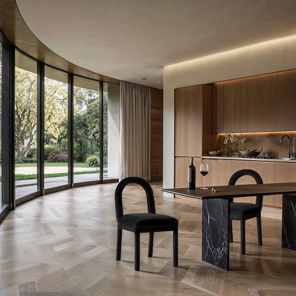 Alt View 1. Meridian Furniture - Conrad Black Velvet Dining Chair - Black.