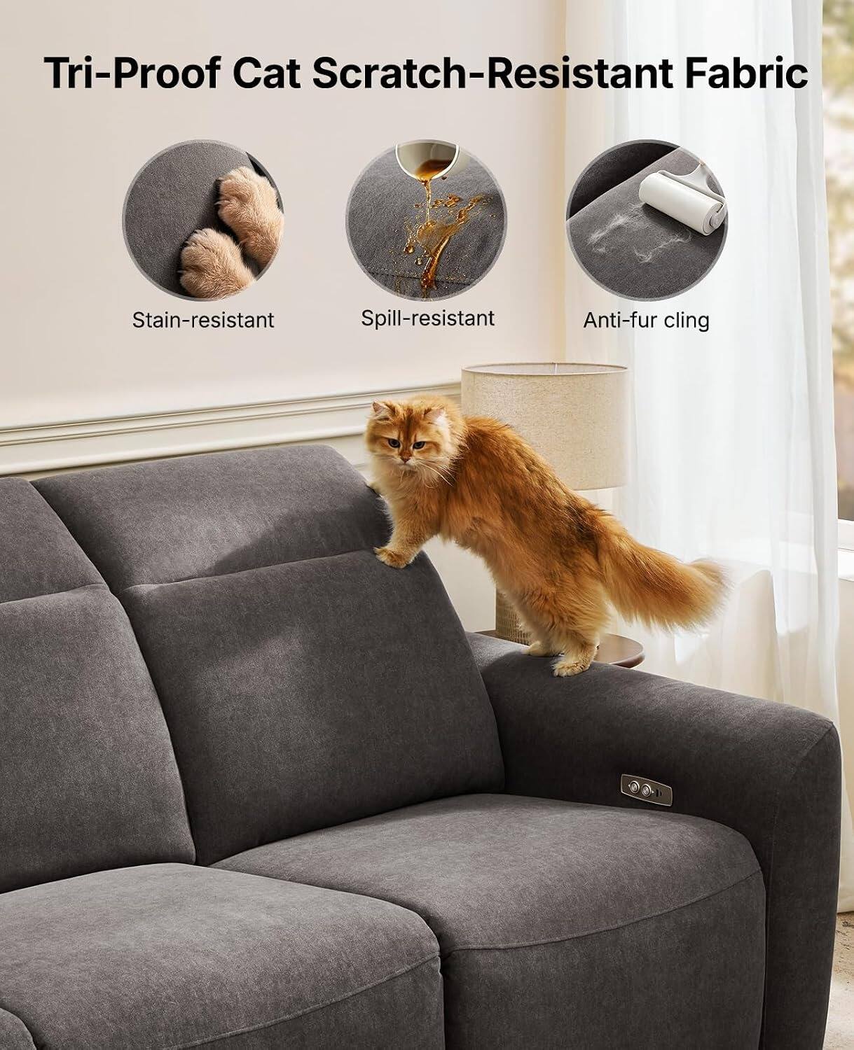 Tri-Proof Cat Scratch-Resistant Fabric

- Stain-resistant
- Spill-resistant
- Anti-fur cling