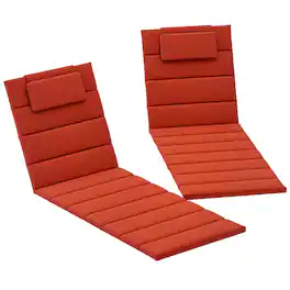 Outsunny - Outdoor Lounge Chair Cushion Set of 2, 80" x 26" UPF50+ 230gsm Olefin and 25D High-Density Foam - Wine Red