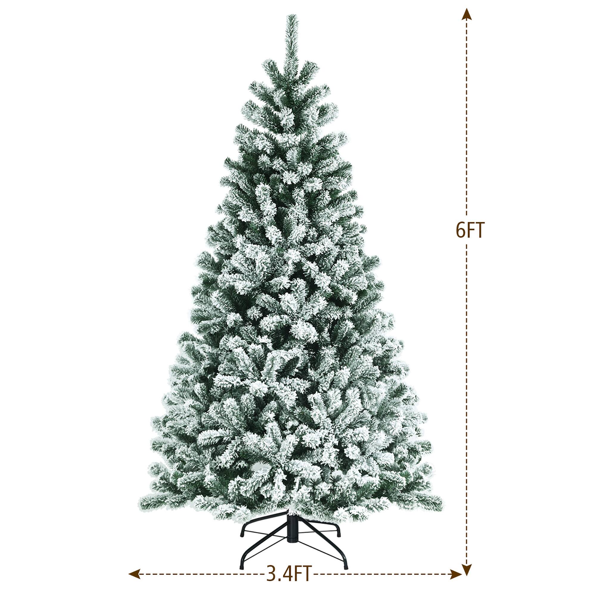 The image shows a Christmas tree with a height of 6 feet and a width of 3.4 feet.